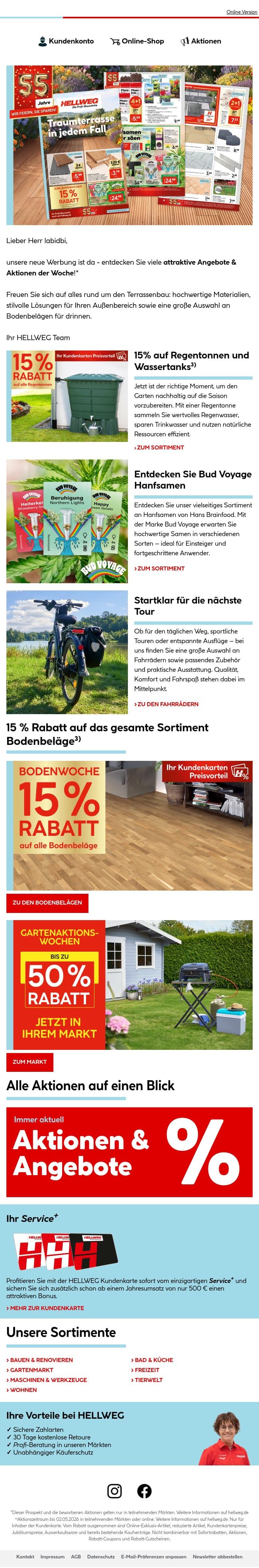 Angebote & Aktionen der Woche 🛒 email from Hellweg screenshot
