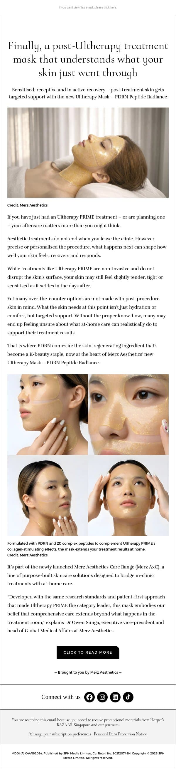 [ADV] Finally, a post-Ultherapy treatment mask that understands what your skin just went through email from H.E.R. screenshot