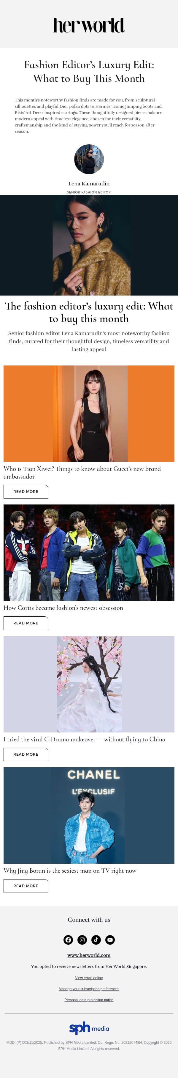 The fashion editor’s luxury edit: What to buy this month email from H.E.R. screenshot