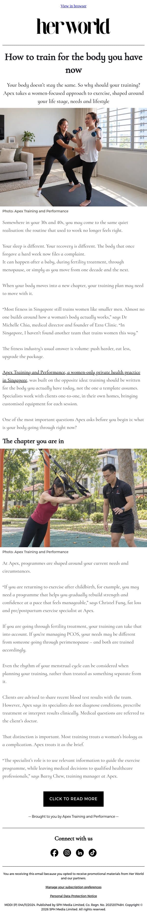 [ADV] How to train for the body you have now email from H.E.R. screenshot