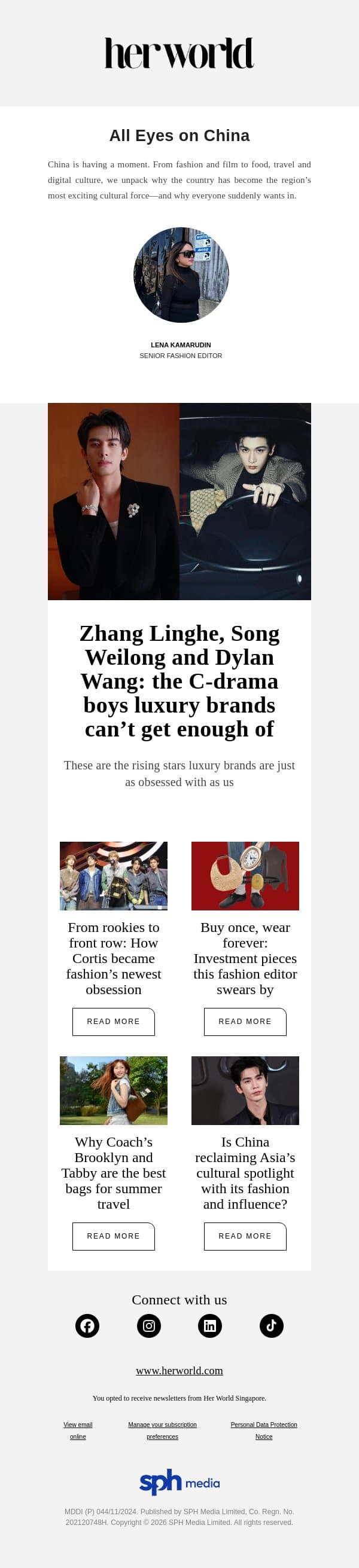 Zhang Linghe, Song Weilong and Dylan Wang: the C-drama boys luxury brands can’t get enough of email from H.E.R. screenshot