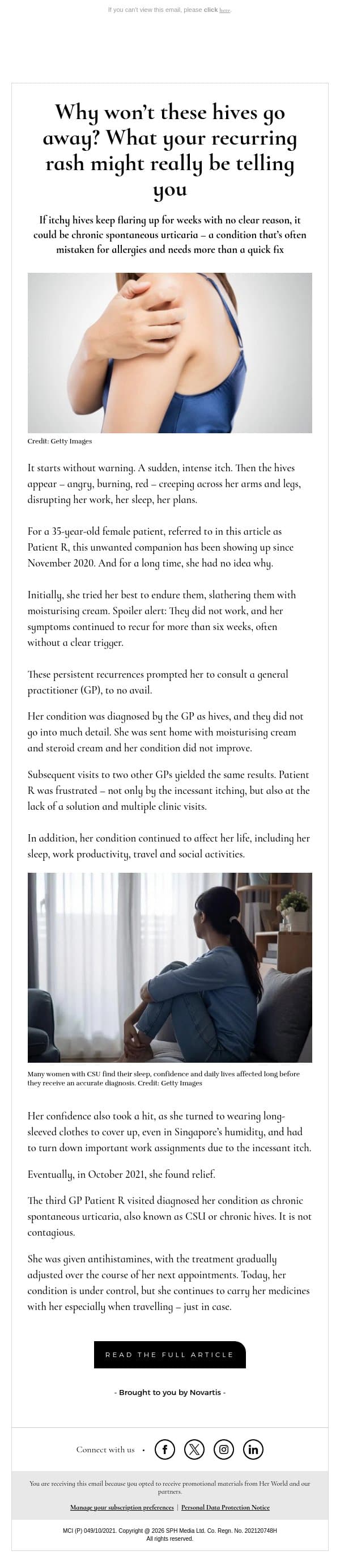 [ADV] Why won’t these hives go away? What your recurring rash might really be telling you email from H.E.R. screenshot