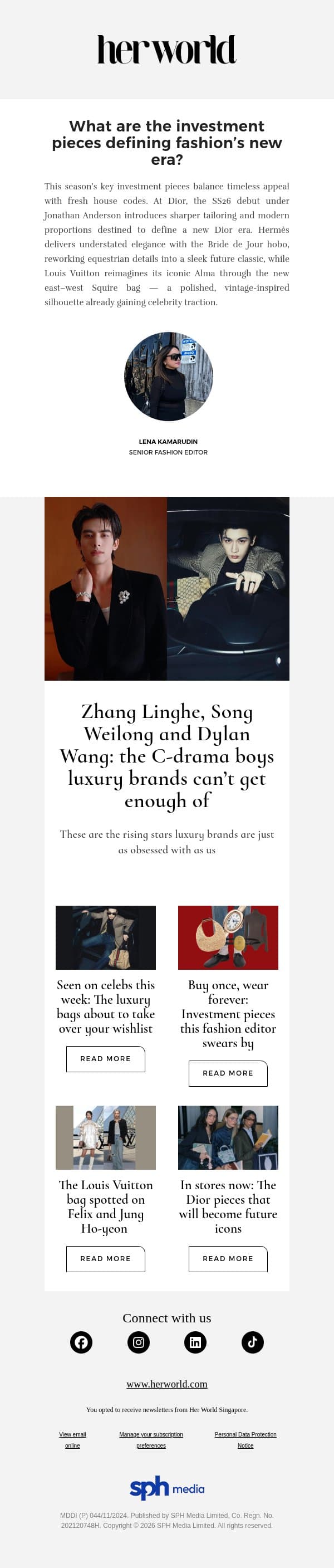 Zhang Linghe, Song Weilong and Dylan Wang: the C-drama boys luxury brands can’t get enough of email from H.E.R. screenshot
