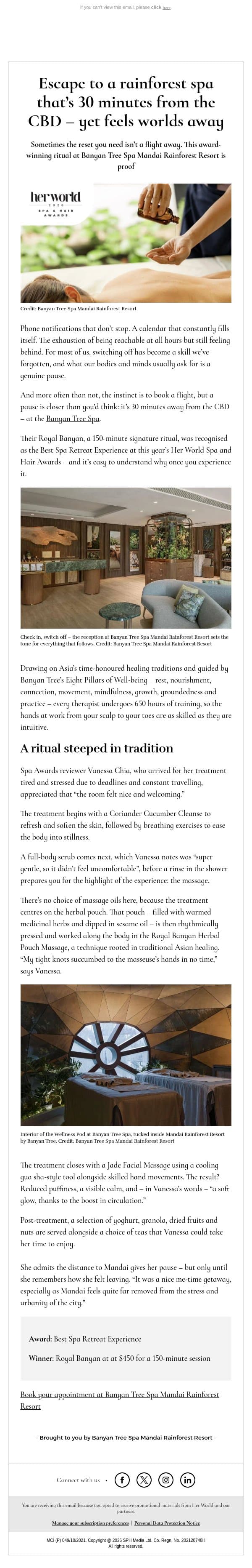 [ADV] Escape to a rainforest spa that’s 30 minutes from the CBD – yet feels worlds away email from H.E.R. screenshot