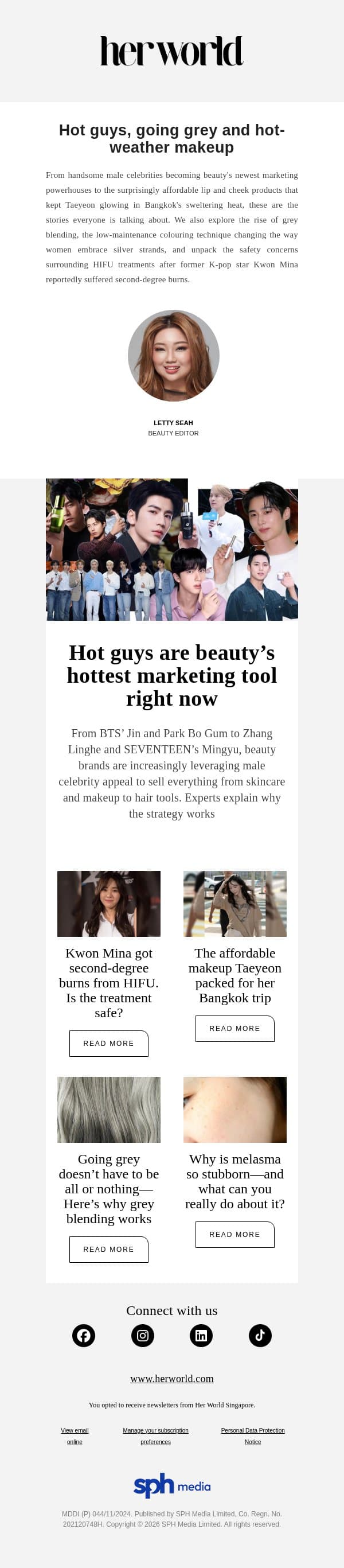 Hot guys are beauty’s hottest marketing tool right now email from H.E.R. screenshot