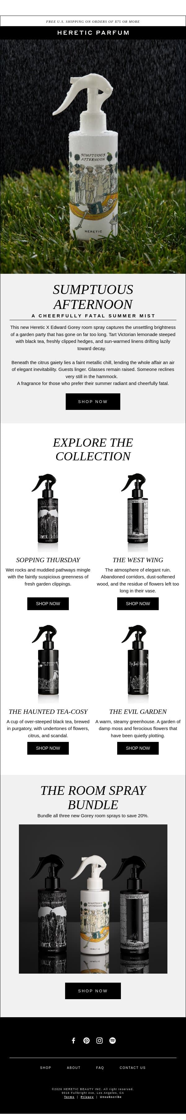 SUMPTUOUS AFTERNOON email from Heretic screenshot