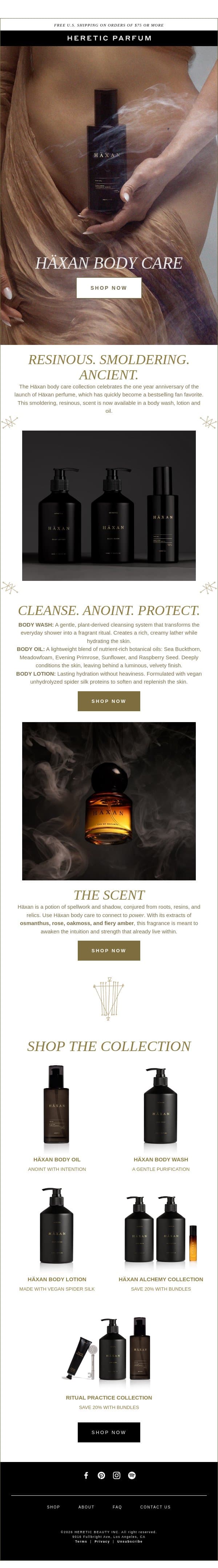New: HÄXAN BODY CARE email from Heretic screenshot