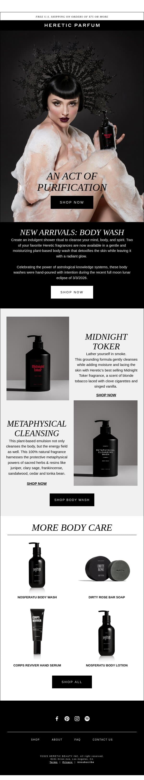 NEW BODY WASH email from Heretic screenshot