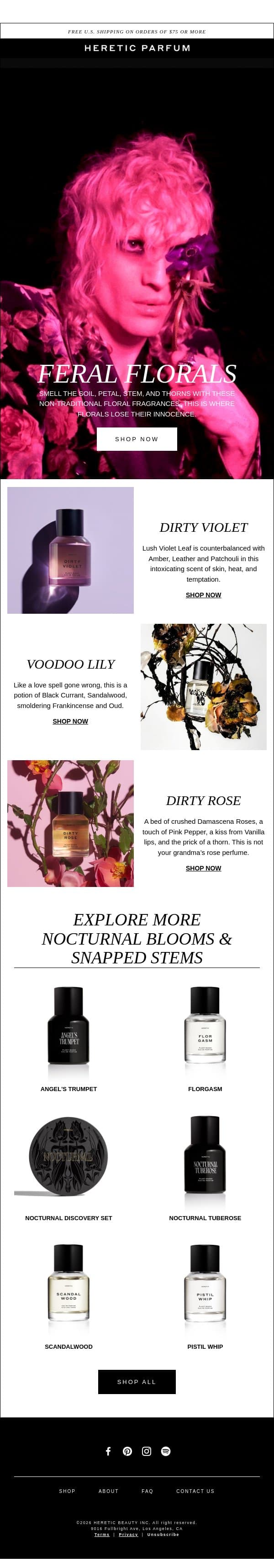 FERAL FLORALS email from Heretic screenshot