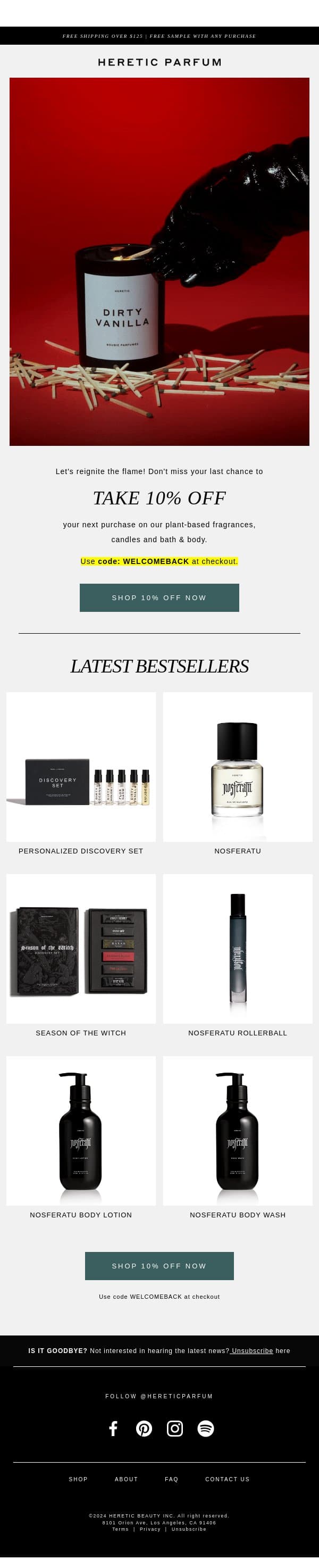 ⏰ 10% OFF: DON'T FORGET YOUR SPECIAL OFFER email from Heretic screenshot