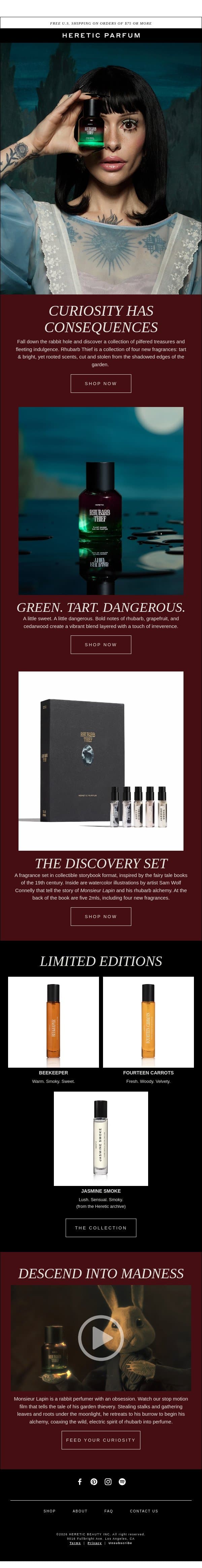 NEW: RHUBARB THIEF COLLECTION email from Heretic screenshot