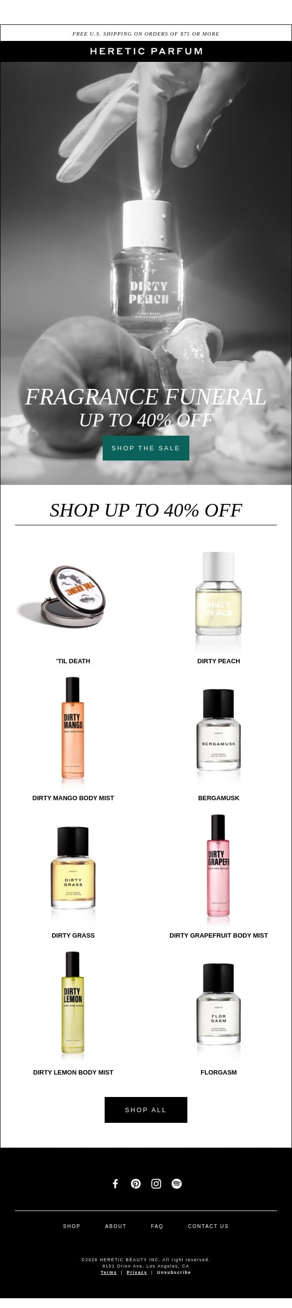 LAST CHANCE: Up to 40% Off email from Heretic screenshot