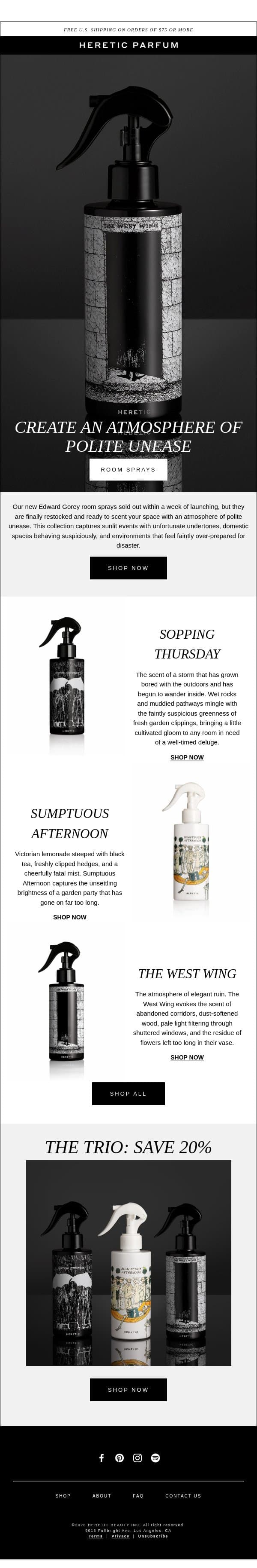 THEY'RE BACK: Gorey Room Sprays email from Heretic screenshot
