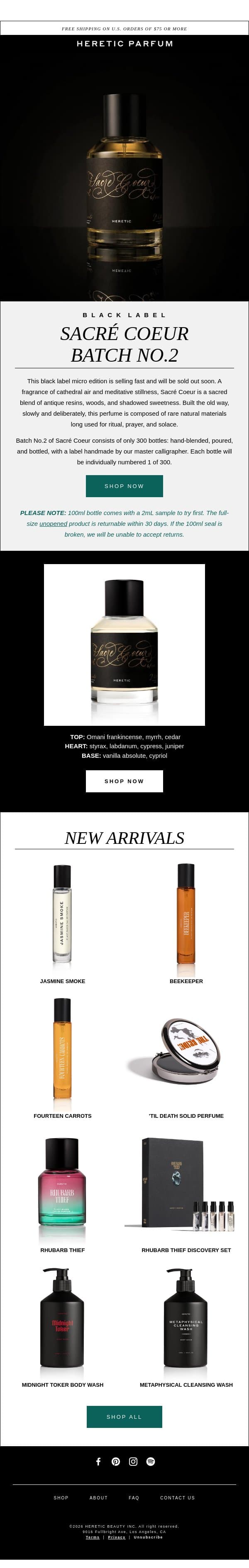 ONLY 50 BOTTLES LEFT email from Heretic screenshot