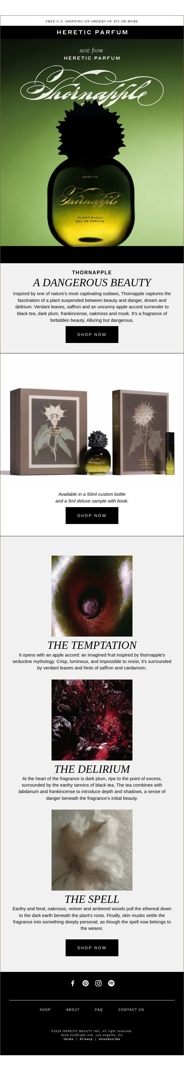 NEW: THORNAPPLE PARFUM email from Heretic screenshot