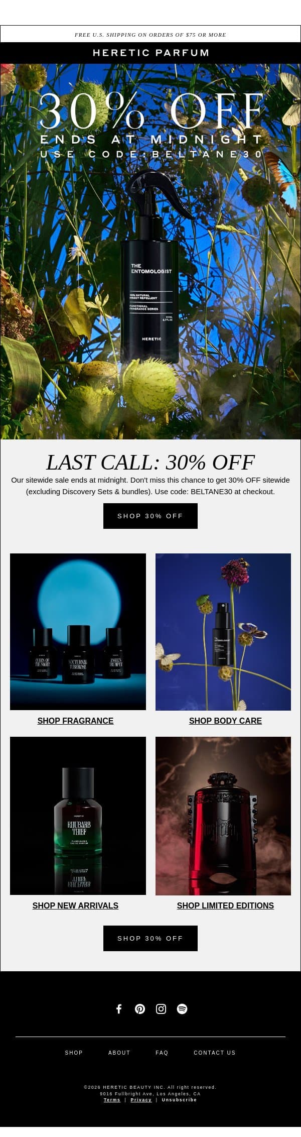 SALE ENDS AT MIDNIGHT email from Heretic screenshot