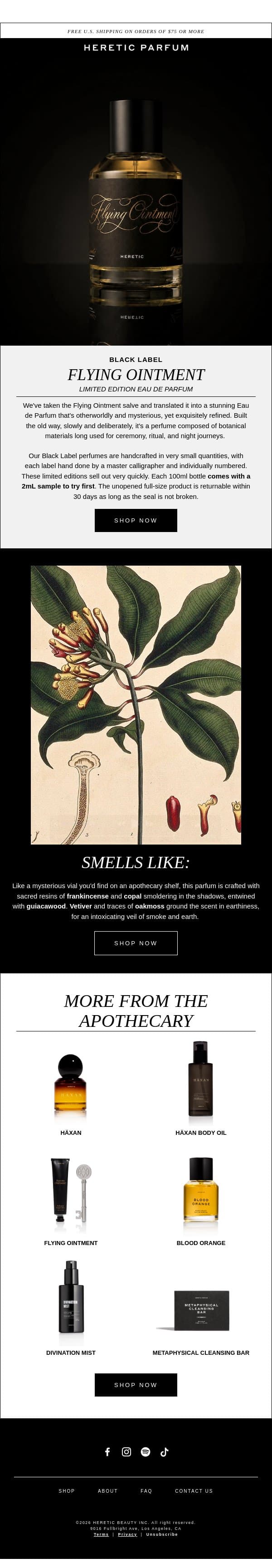 LIMITED EDITION Flying Ointment Perfume email from Heretic screenshot
