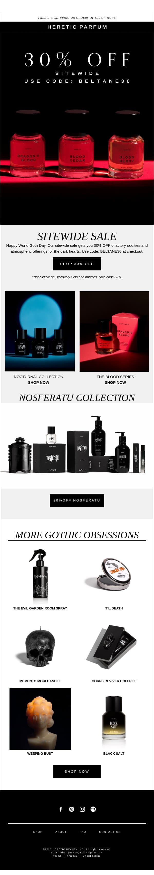 30% OFF ENDS SOON email from Heretic screenshot