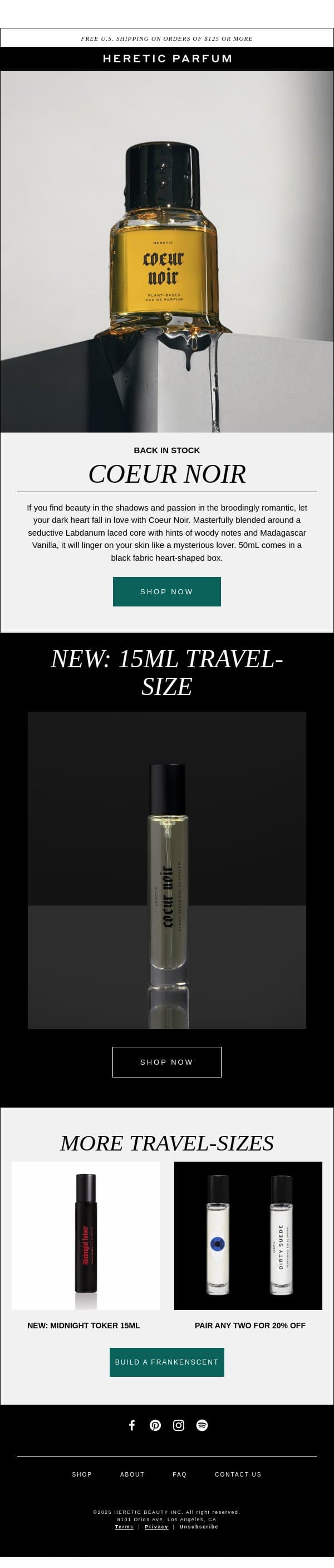 BACK IN STOCK: Coeur Noir email from Heretic screenshot