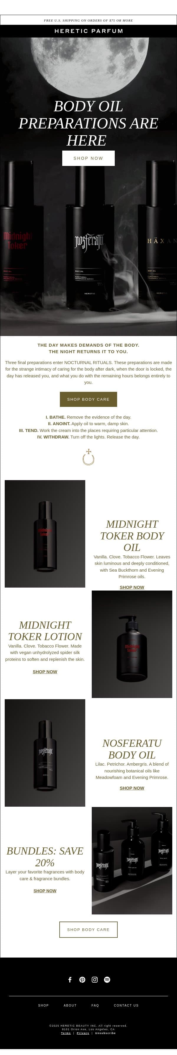 NEW: Midnight Toker Body Oil and Lotion email from Heretic screenshot