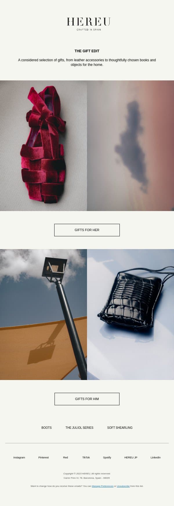 The Gift Edit email from Hereu screenshot