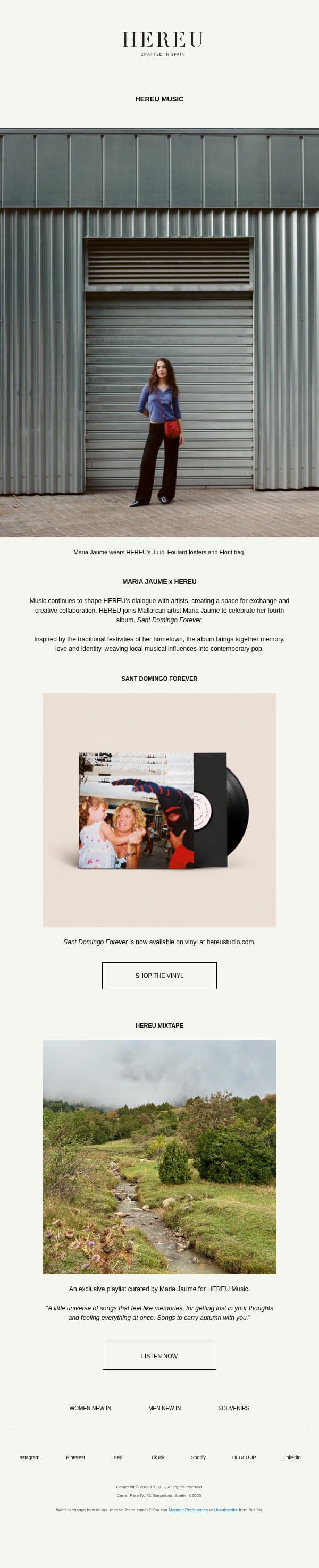 Hereu Music | Maria Jaume email from Hereu screenshot
