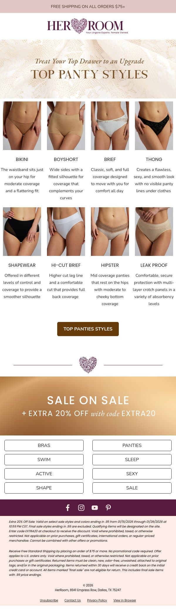 Upgrade Your Panty Lineup—Top Styles Inside ✨ email from HerRoom screenshot
