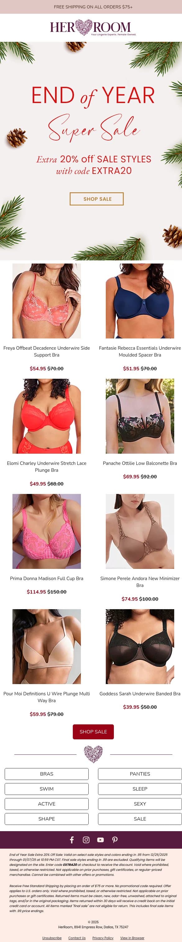 Last Chance to Save Big This Year email from HerRoom screenshot