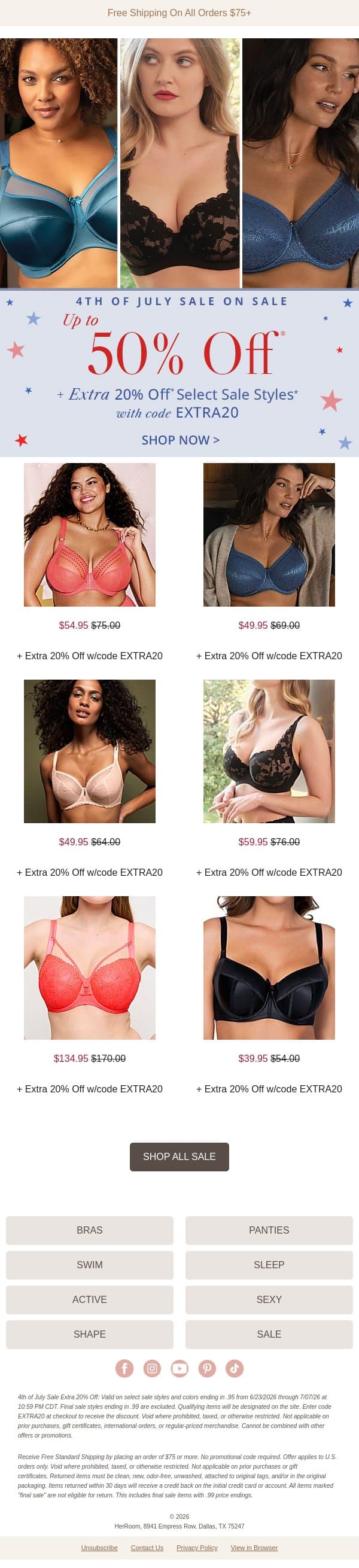 Celebrate & Save: Up to 50% Off + Extra 20% email from HerRoom screenshot