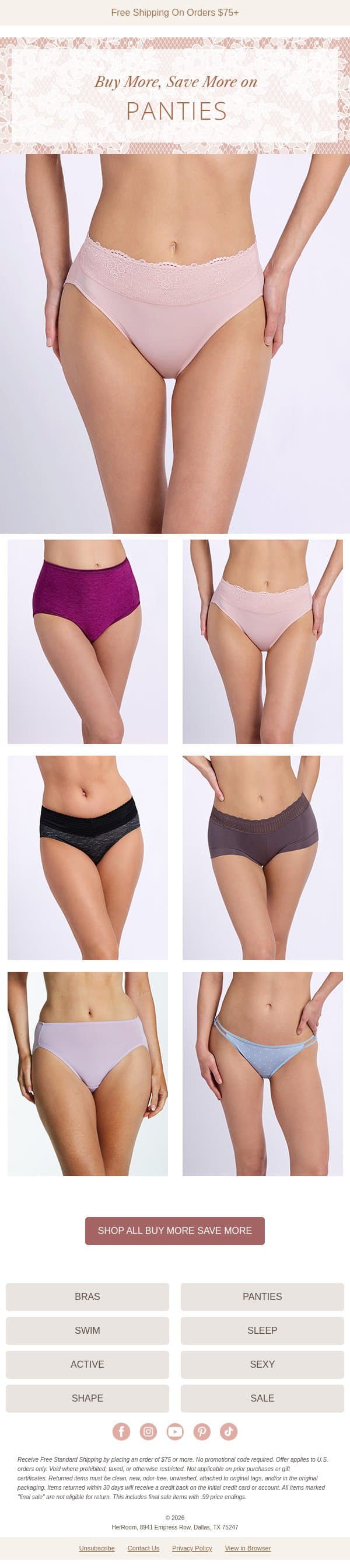 Buy 3+ Panties & Save ✨ email from HerRoom screenshot