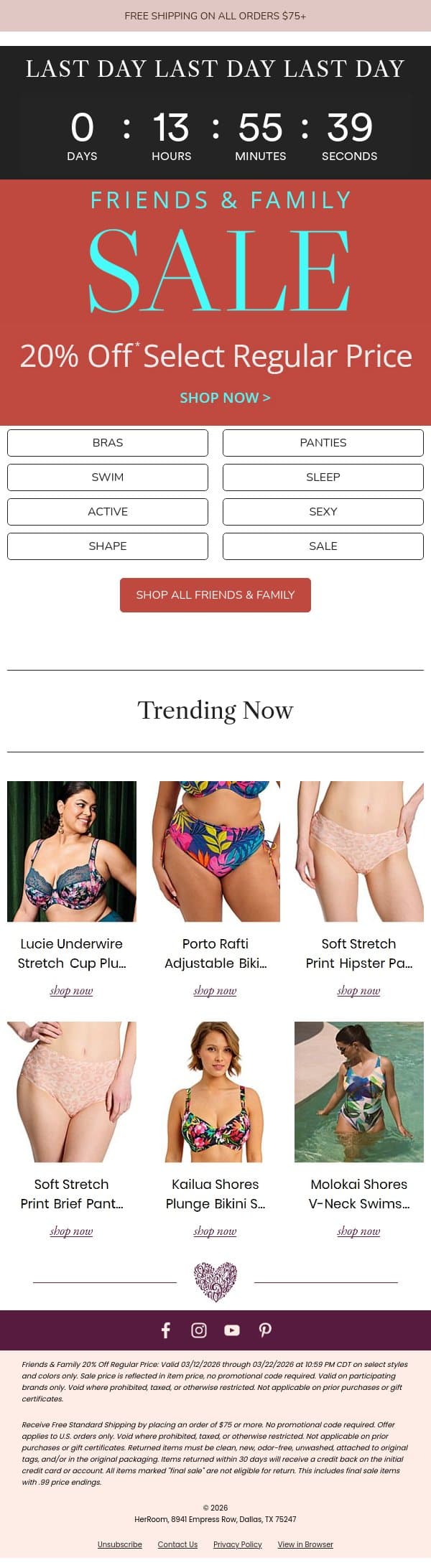 LAST DAY: Friends & Family 20% Off ⚡ email from HerRoom screenshot