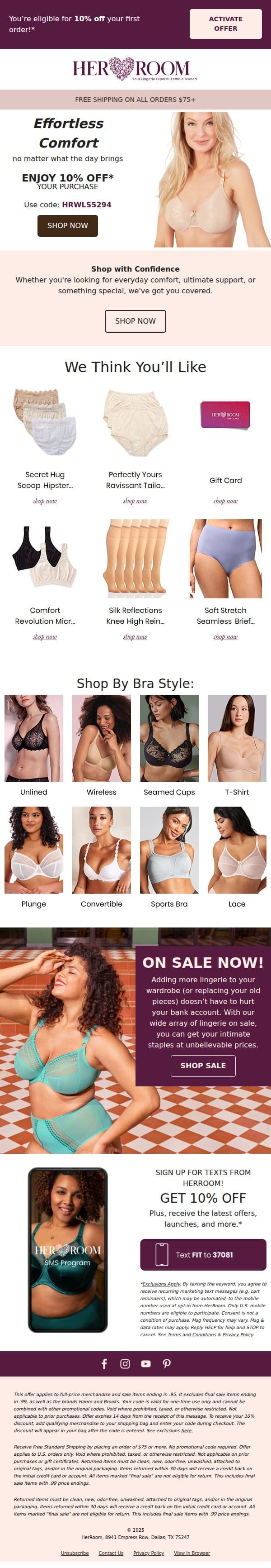 LAST CHANCE at 10% OFF! email from HerRoom screenshot