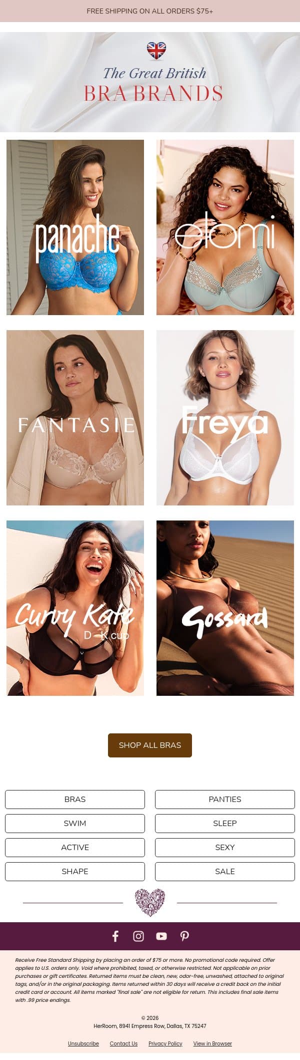 British Bras, Beautifully Made 😍 email from HerRoom screenshot