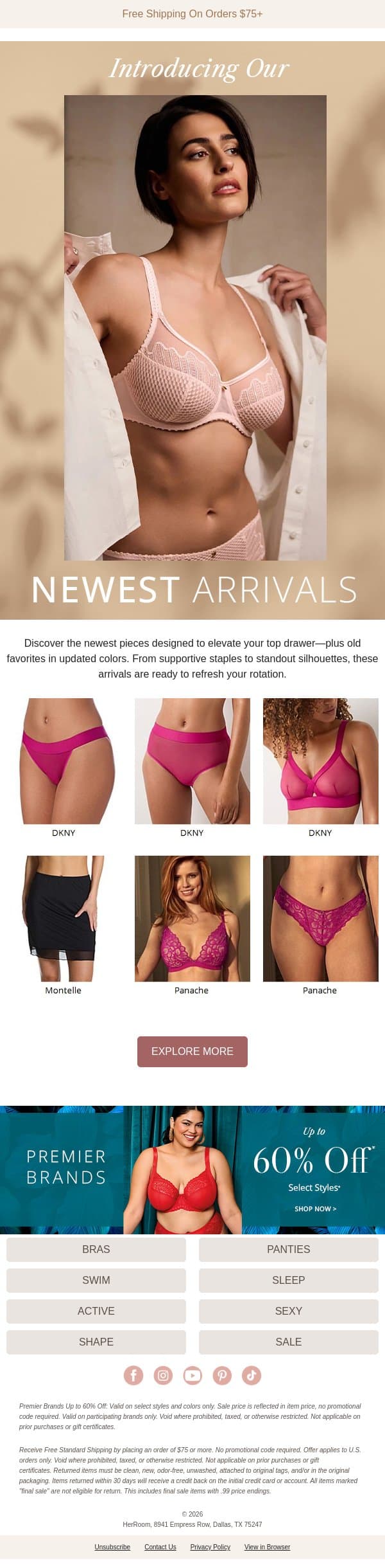 Have You Seen Our Latest Arrivals? email from HerRoom screenshot