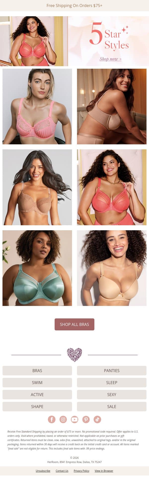 5-Star Styles Customers Love email from HerRoom screenshot