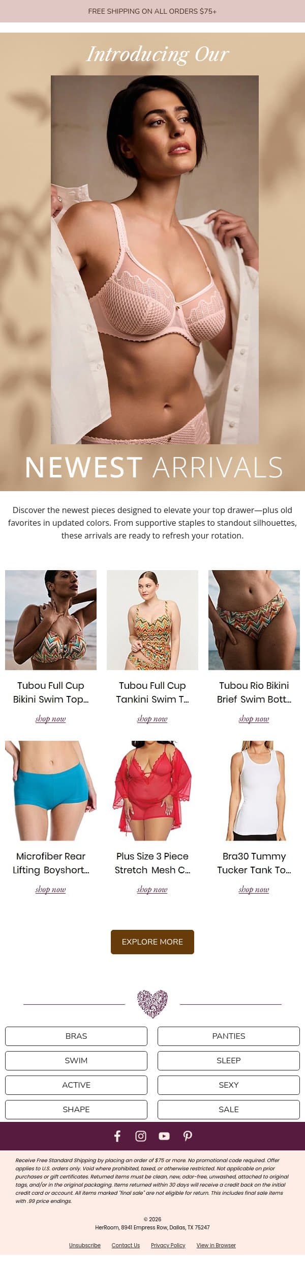 Something New Is Waiting at HerRoom… email from HerRoom screenshot