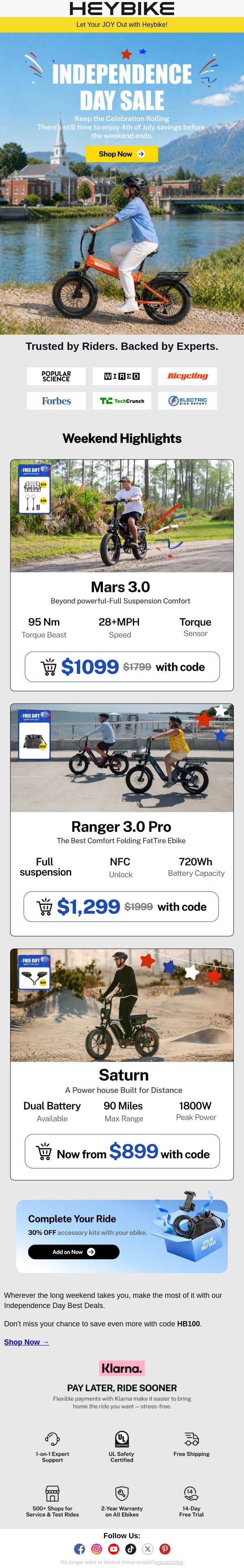 Don't Let the Holiday Pass You By email from Heybike screenshot