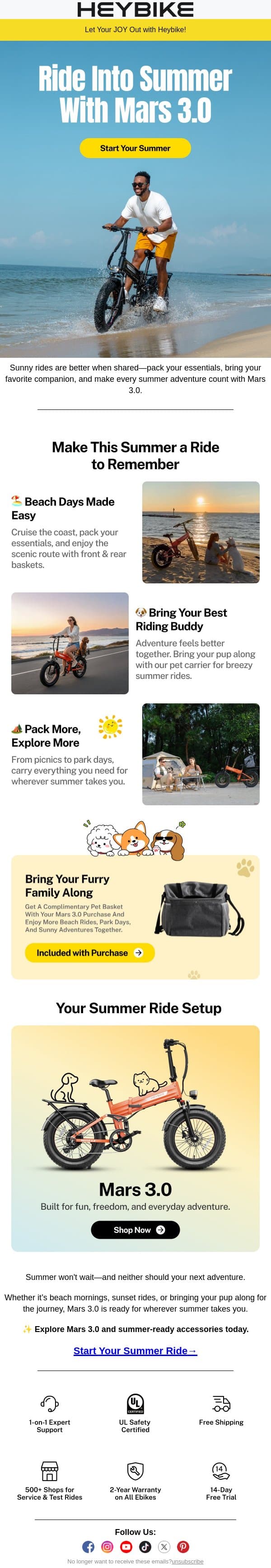 Ride Into Summer with Mars 3.0 ☀️ email from Heybike screenshot