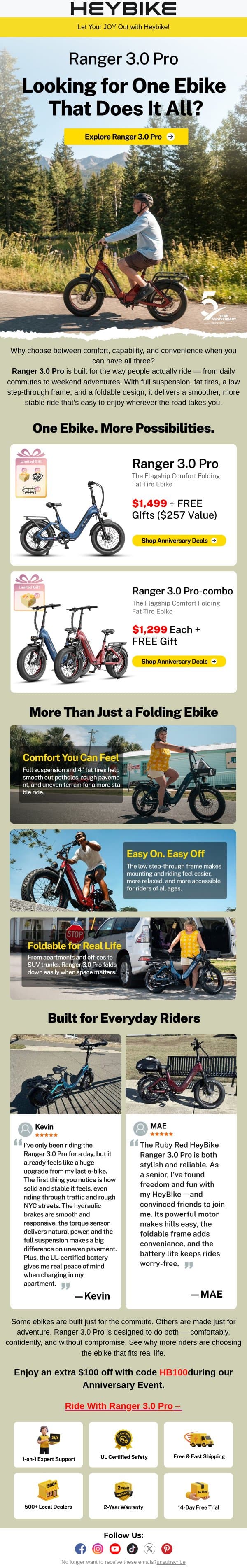 Ranger 3.0 Pro: Looking for One Ebike That Does It All? email from Heybike screenshot
