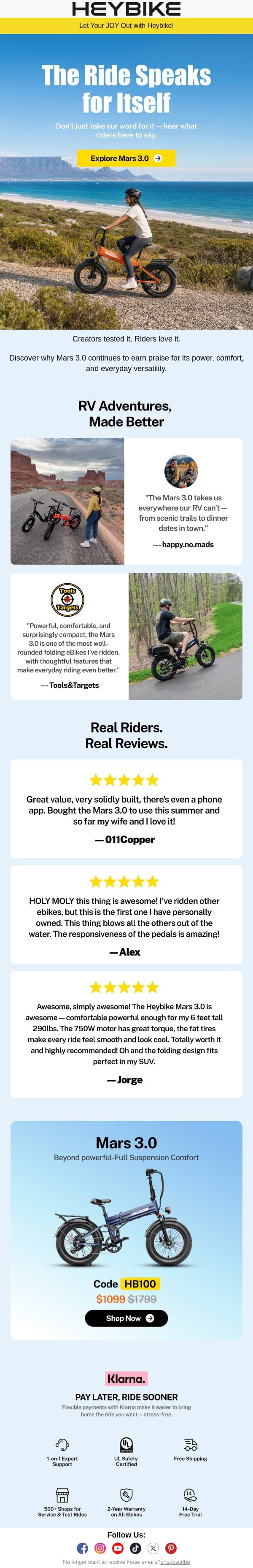 Mars 3.0 Lives Up to the Hype email from Heybike screenshot