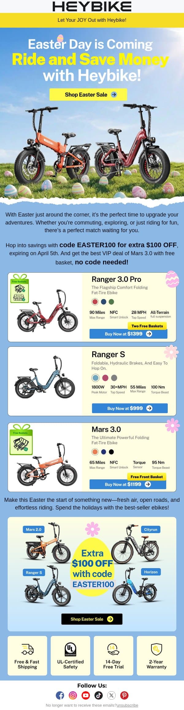 Easter Day is Coming: Ride and Save Money with Heybike! email from Heybike screenshot