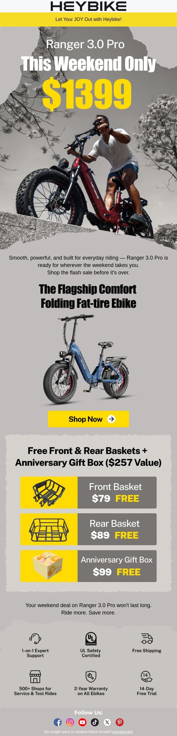 Ranger 3.0 Pro Flash Sale Ends Soon! email from Heybike screenshot