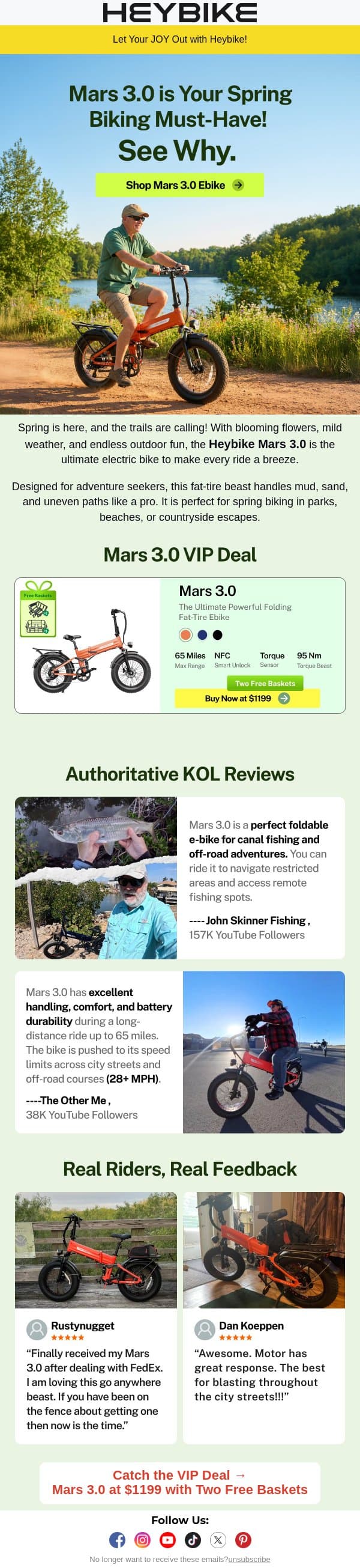 Mars 3.0 is Your Spring Biking Must-Have! See why and catch the VIP deal. email from Heybike screenshot