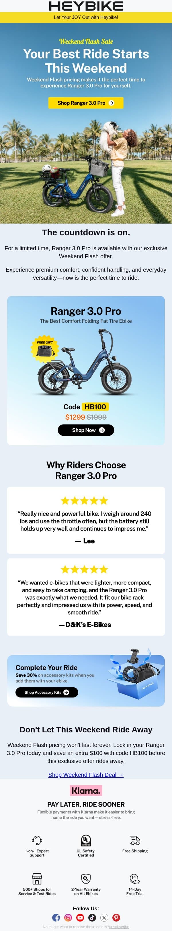 The Weekend Ride You've Been Waiting For email from Heybike screenshot