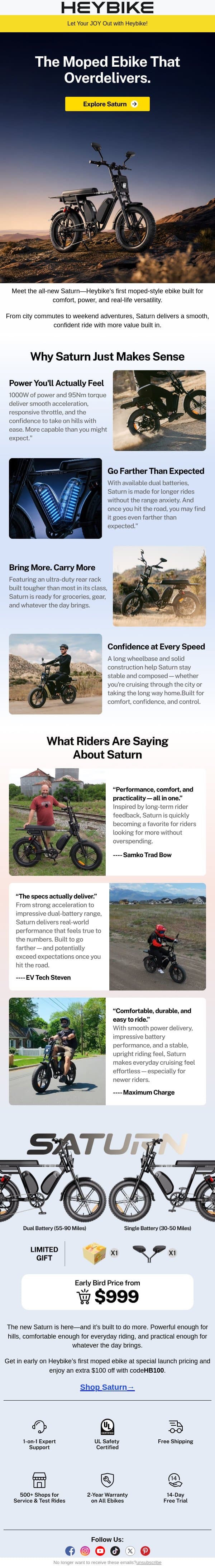 Why Riders Are Loving the New Saturn?! email from Heybike screenshot