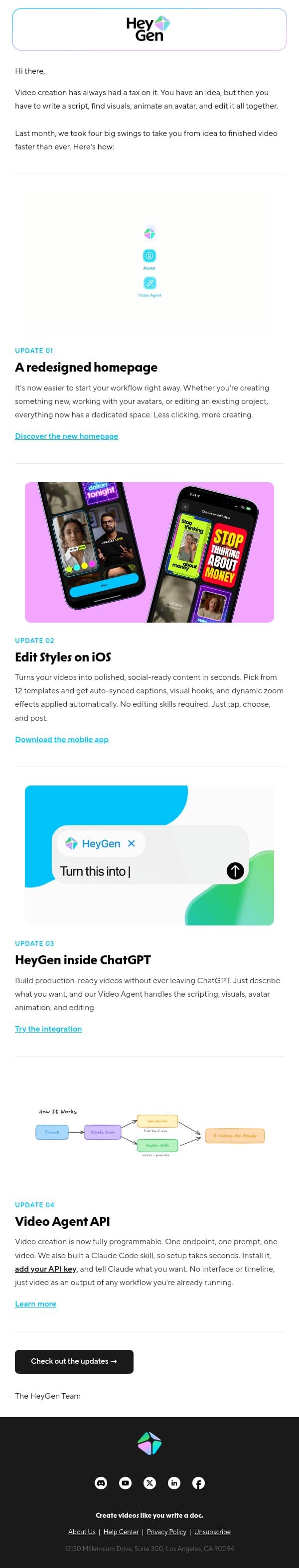 See what’s new in HeyGen for February email from HeyGen screenshot