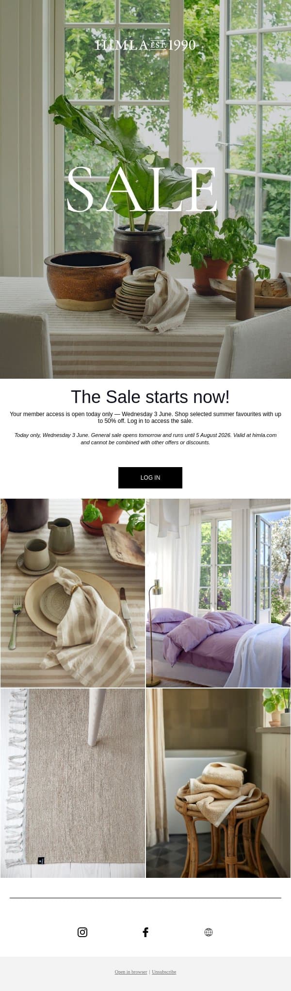 The Sale Starts Now! email from Himla screenshot