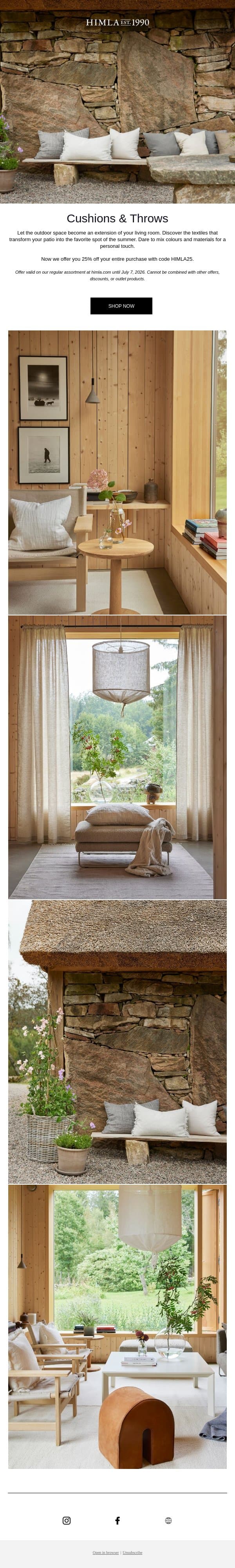 Curating Your Summer Home email from Himla screenshot