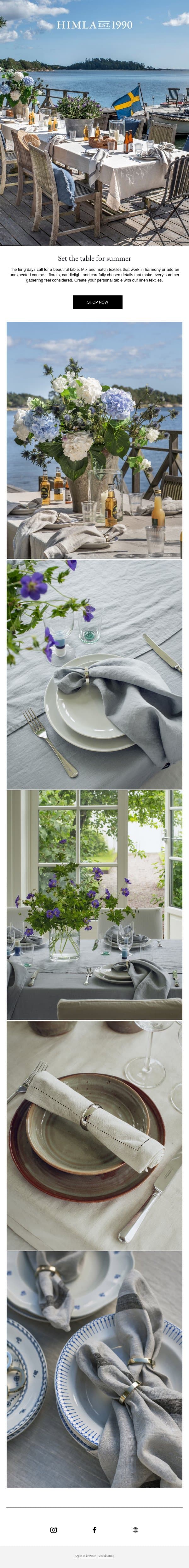 Set the table for summer email from Himla screenshot