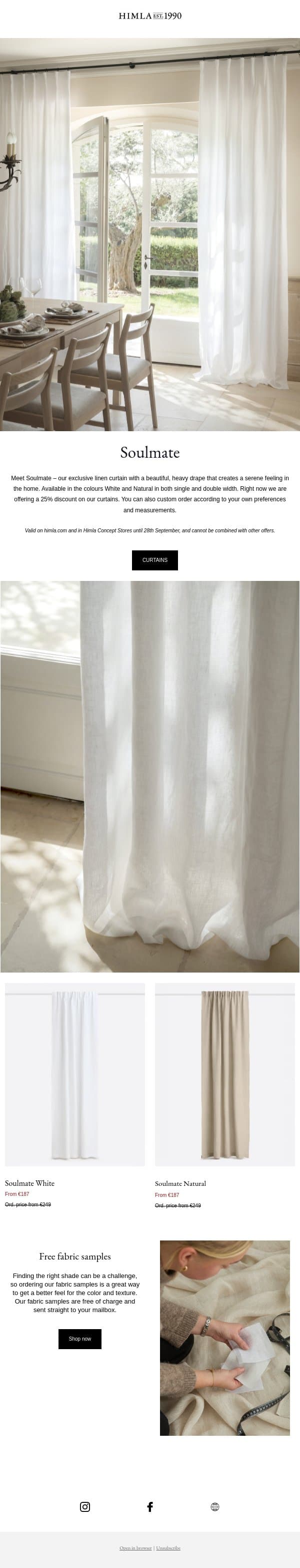Soulmate – Our Most Exclusive Curtain email from Himla screenshot